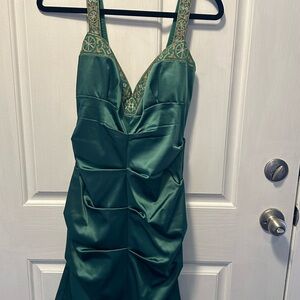 Nicole Miller Green Satin Dress